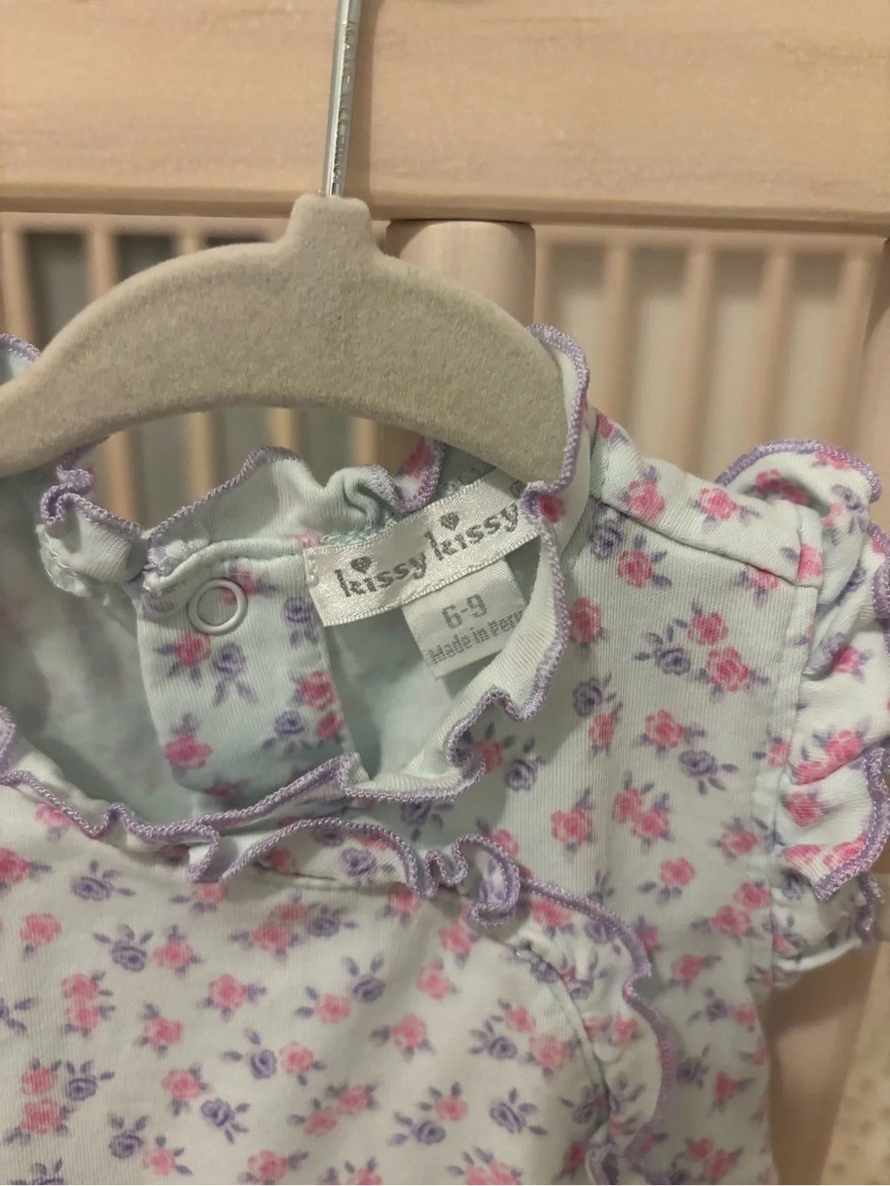 6-9 months Kissy Kissy Bubble with Pink and Purple Floral Print